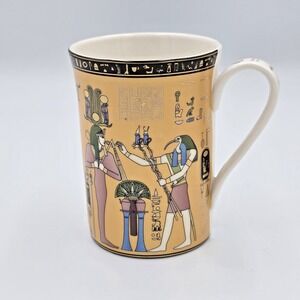 Egyptian Hieroglyphics Mug Ancient Gods Scene 4" Ceramic Cup Made in Egypt
